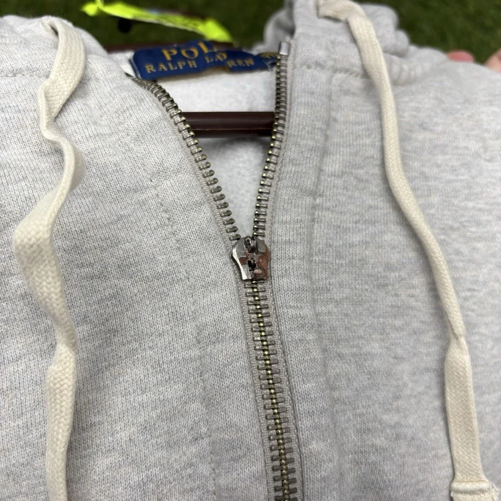 Vintage Polo Ralph Lauren Hoodie Mens 2XL Gray Y2K Waffle Thermal Lined Sweater
